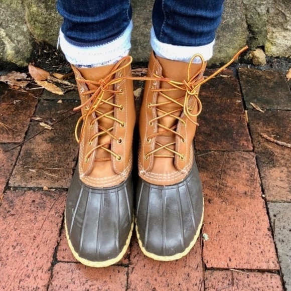LL Bean Duck Boots Size 9n Brown Unlined Classic Leather Rubber Coastal Maine - Picture 10 of 10